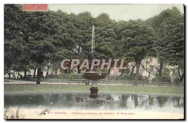 Old Postcard Beziers The Eniant the fish not Injalbert