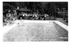 RPPC Swimming Pool JASPER PARK LODGE Alberta Johnston Photo 40s Vintage Postcard