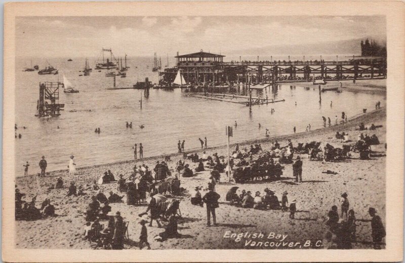 English Bay Vancouver BC British Columbia Beach Scene Unused PECO Postcard H41