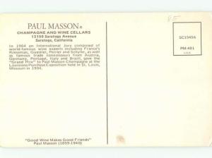 Pre-1980 Postcard Ad PAUL MASSON CHAMPAGNE AC7340