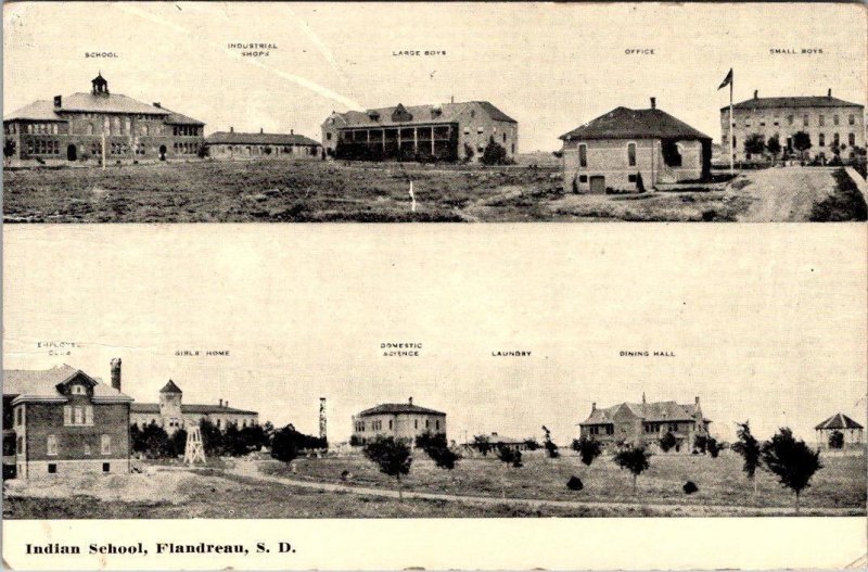 Flandreau, SD South Dakota  INDIAN BOARDING SCHOOL Native American 1917 Postcard