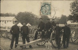 French Soldiers & Cannons c1908 Real Photo Postcard