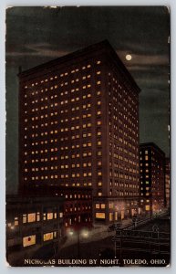 Toledo Ohio~Nicholas Bldg By Night~Built 1906~17 Story Office Structure~1914 PC