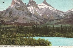 Vintage Postcard 1900s Three Sisters Canmore Alberta on Canadian Pacific Railway