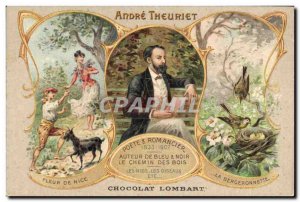 Postcard Old Poet and novelist Andr? Theuriet Nice Flower La Chevre Wagtail T...