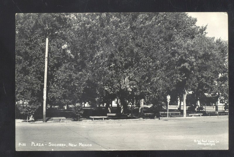 RPPC SOCCORRO NEW MEXICO NM DOWNTOWN CITY PARK REAL PHOTO POSTCARD