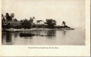 Hospital Point and Lighthouse, Beverly MA Undivided Back Vintage Postcard Q35