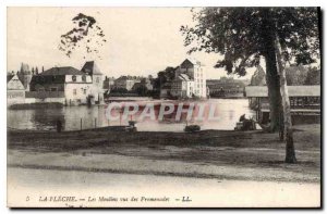 Old Postcard La Fleche Mills saw Promenades