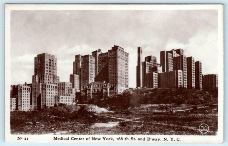 RPPC  NEW YORK CITY, NY ~ View of MEDICAL CENTER 168th St. & Broadway Postcard