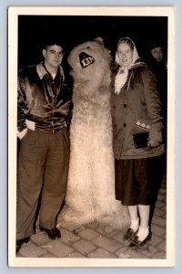 J98/ Teddy Bear Interesting RPPC Postcard c1950 Costume People 214