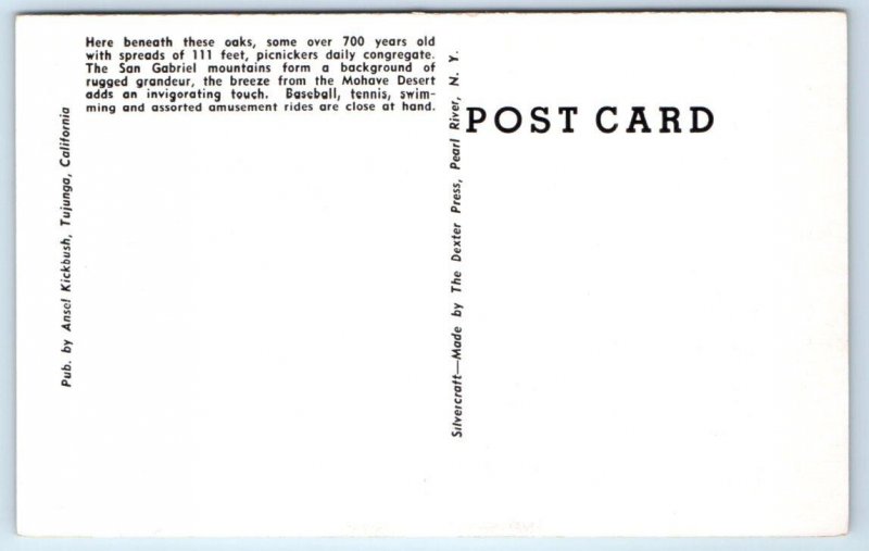 SUNLAND, CA California ~ Trees in SUNLAND PARK c1940s  Postcard