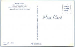 VALDOSTA, Georgia  GA    Roadside PINES MOTEL   ca 1960s  Postcard