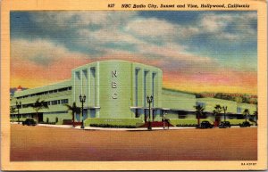 NBC Radio City Sunset and Vine Hollywood Ca postcard w/ Buy war sbonds postmark