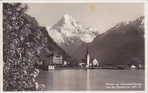 Switzerland Fluelen am Vierwaldstaettersee und der Bristenstock Real Photo