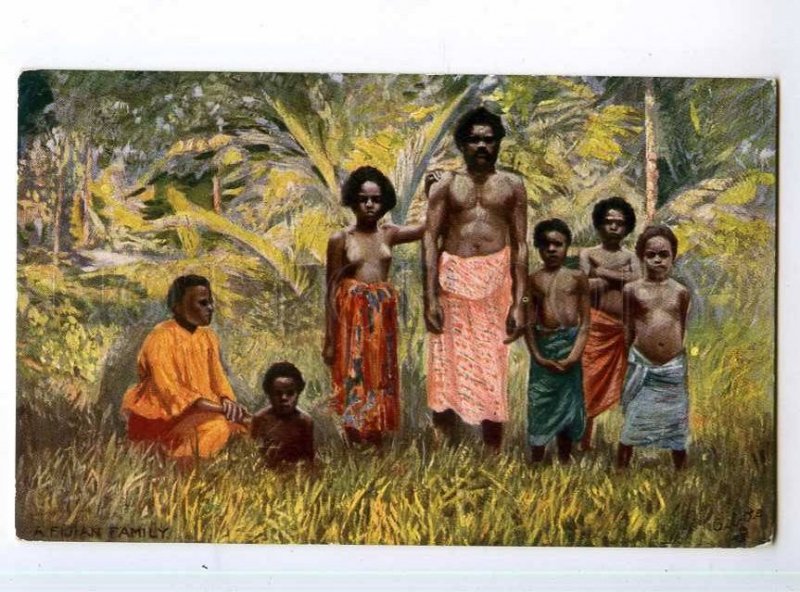 247244 FIJI Semi-nudes Fijian family Vintage TUCK postcard