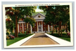 Vintage 1940's Postcard Administration Building Roanoke College Salem Virginia