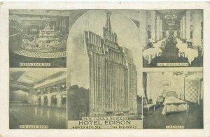 New York Hotel Edison 5 Views White Border Postcard Used Maria Kramer, Pres.