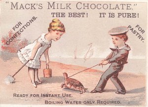 MACK'S MILK MACK'S MILK CHOCOALATE ADVERTISING 6 TRADE CARDS, 3.5 x 2.5