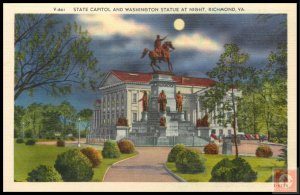 State Capitol and Washington Statue at Night, Richmond, VA