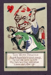 Antique Humor postcard - The Wife Beater 1910s