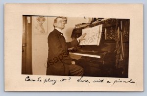 J89/ Butte Montana RPPC Postcard c1910 Home Interior Piano Player 326