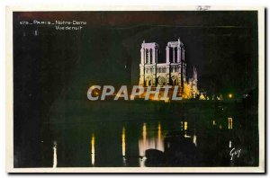 Old Postcard Notre Dame Paris Night view