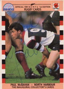 Paul McGahan North Harbour Team Rugby 1991 Hand Signed Card Photo