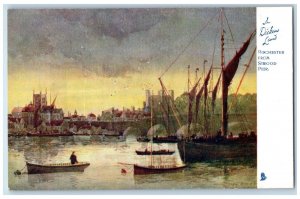 c1910 Boat Scene, Rochester from Strood Pier Oilette Tuck Art Postcard