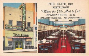 Spartanburg South Carolina The Elite Restaurant Dining Room Postcard AA32808