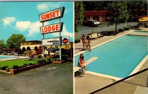 Abilene, TX Texas SUNSET LODGE~Tom Nix  ROADSIDE MOTEL~Pool View CHROME Postcard