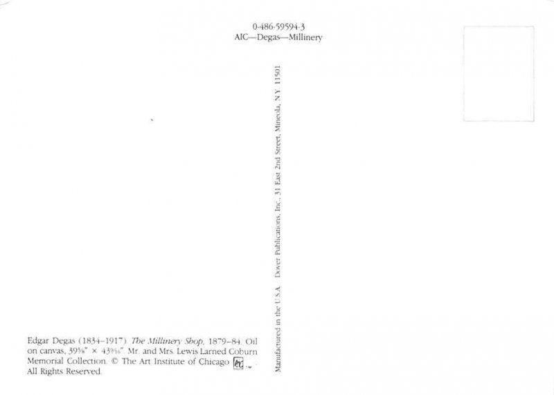 The Millinery Shop by Edgar Degas The Art Institute of Chicago, IL USA Unused