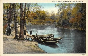Geneva On The Lake Ohio 1930s Postcard Cowles Creek Dock Boats