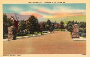 SALEM, VA  Virginia     ENTRANCE TO LANGHORNE PLACE       c1940's Linen Postcard