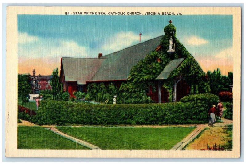 c1930's Star Of The Sea Catholic Church Virginia Beach Virginia VA Postcard