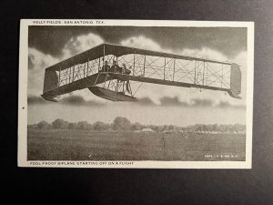 Mint Postcard RPPC Fool Proof Biplane Starting a Flight Kelly Fields San Antonio