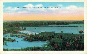 USA Dam And Spillway Lake Worth Fort Worth Texas Vintage Postcard 04.91