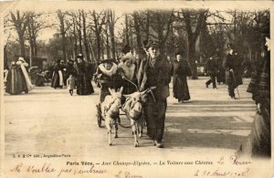 CPA PARIS Vecu. Aux Champs-Elysees. La voiture aux chevres (574994)