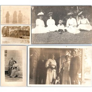 x5 LOT c1910s Outdoor People RPPC Picnic Porch Indoor House Real Photo A176