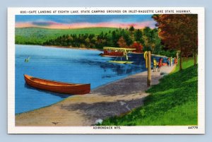 Eighth Lake State Camping Grounds Adirondack Mountains NY UNP  Linen Postcard M8