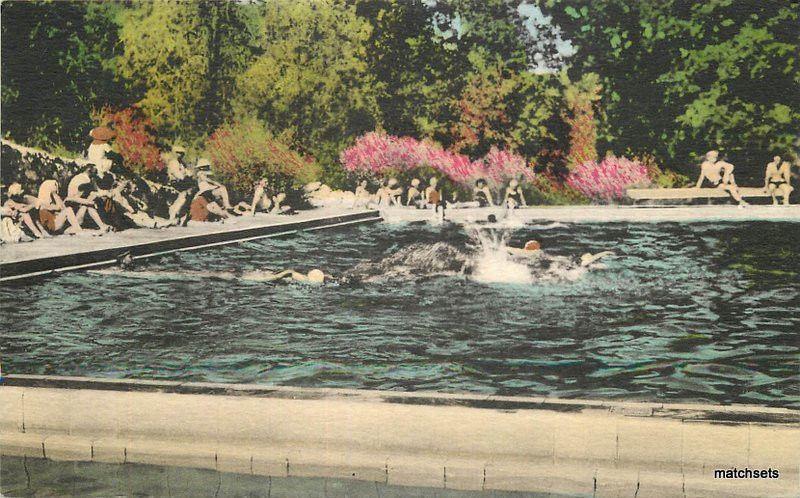 1920s Hand Colored Seigler Hot Springs Swimming Pool CALIFORNIA Postcard 1606