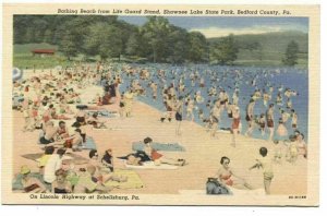 Postcard Bathing Beach Life Guard Stand Shawnee Lake State Park Schellsburg PA