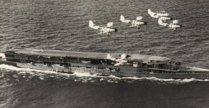 RPPC Photo Military Aircraft Planes over HMS Furious British Royal Navy