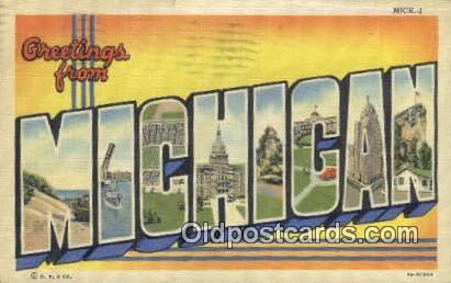 Michigan, USA Large Letter Town 1952 postal used 1952, light postal marking o...