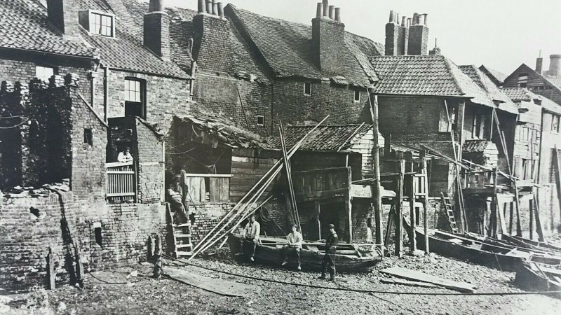 Postcard Lambeth Riverside Before Construction of Embankment Looking to Vauxhall