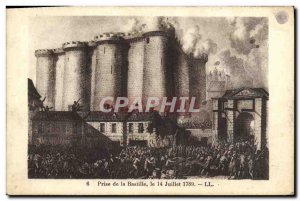 Old Postcard Paris Bastille Day July 14, 1789