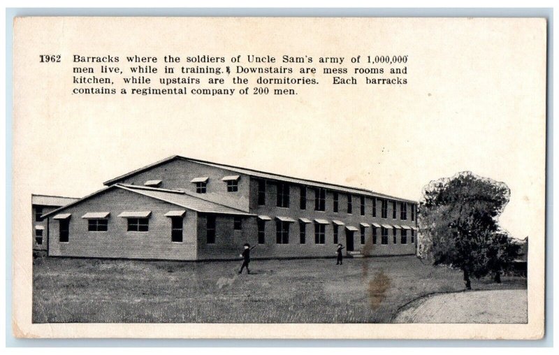 c1910 Barracks Soldiers Uncle Sam Army Mess Room Dormitories Camp Grant Postcard