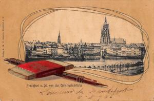 Frankfurt Hesse Germany panoramic birds eye view of area antique pc Y15821