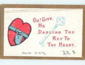 Divided-Back valentine HEART UNDER LOCK AND KEY o5102