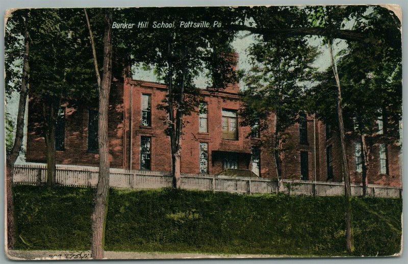 POTTSVILLE PA BUNKER HILL SCHOOL ANTIQUE POSTCARD