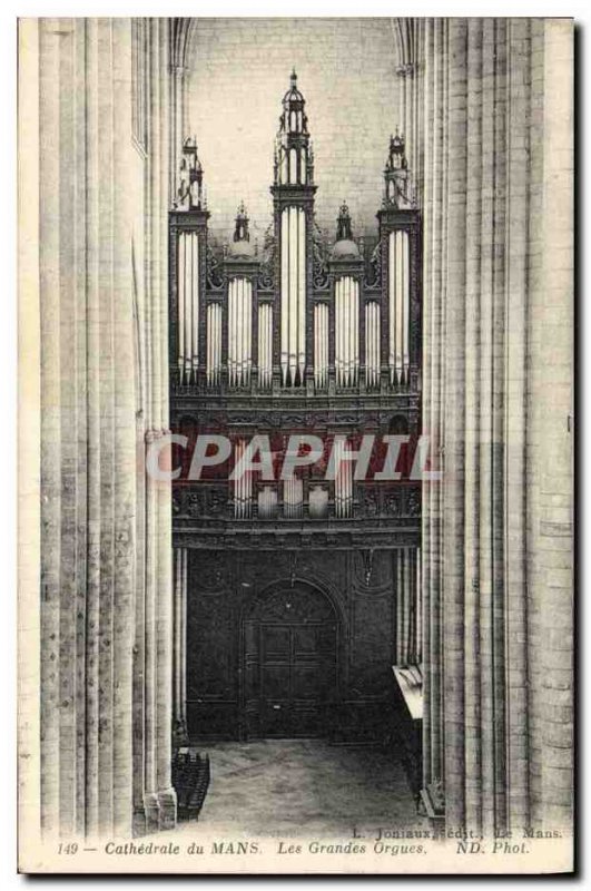 Old Postcard Organ Cathedral of Le Mans Great Organ